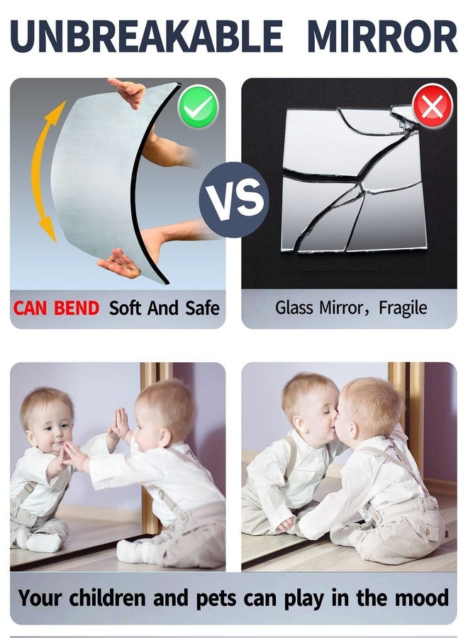 بلاط مرايا حائطية غير قابلة للكسر للأطفال، 10 × 10 بوصة، مرآة أكريليك ذاتية اللصق، مرايا بلاستيكية غير قابلة للكسر للأطفال الصغار، مرايا صغيرة بدون إطار، زجاج شبكي، مرآة طويلة للأطفال - Image 4